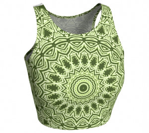 Green Mandala Athletic Crop Top