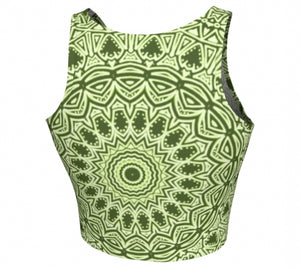 Green Mandala Athletic Crop Top