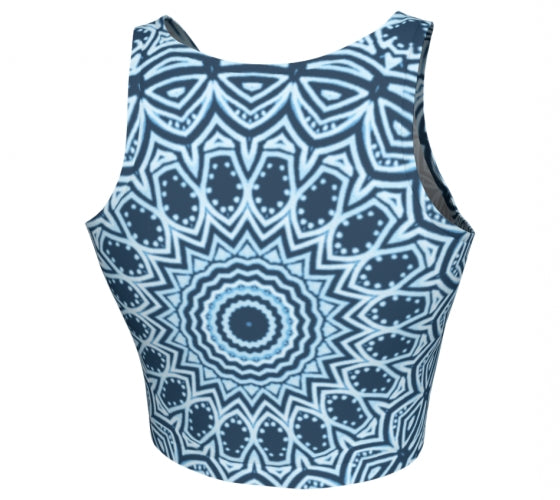 Blue Mandala Fitted Crop Top