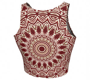 Burgundy Mandala Athletic Crop Top