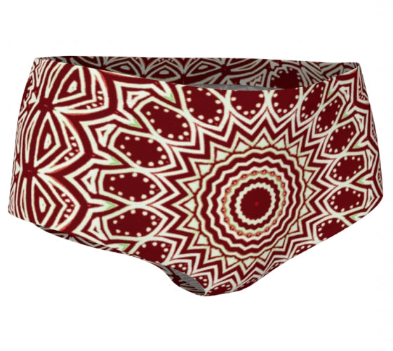 Burgundy Mandala Mini Shorts