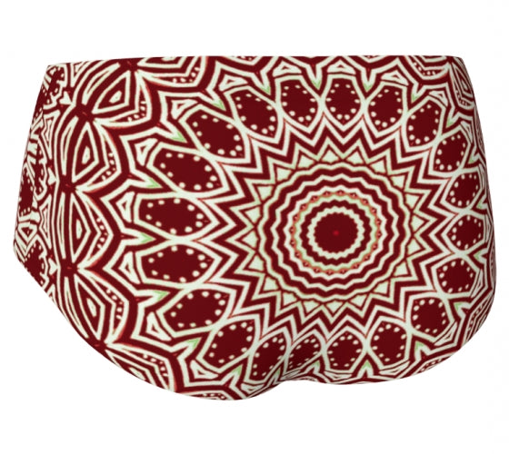 Burgundy Mandala Mini Shorts