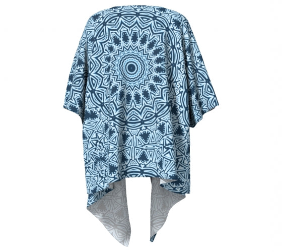 Blue Mandala Draped Kimono