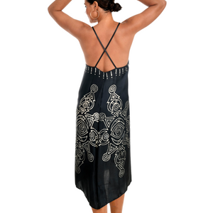 Black Mandala Silk Dress